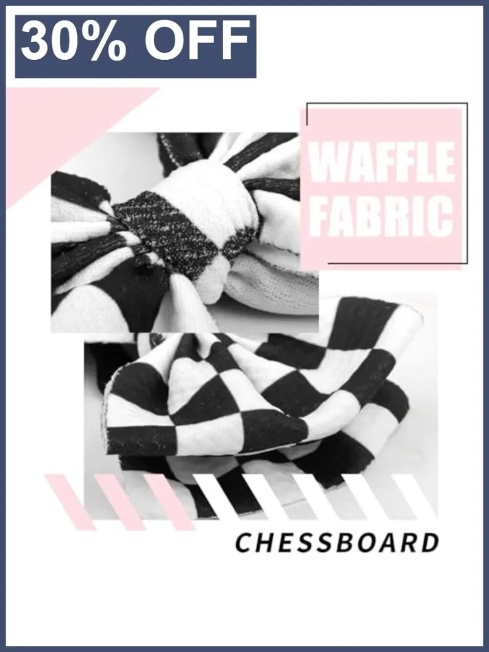 Baby Girl Checkered Bow Headband Set - Waffle Fabric Hair Accessories Newborn